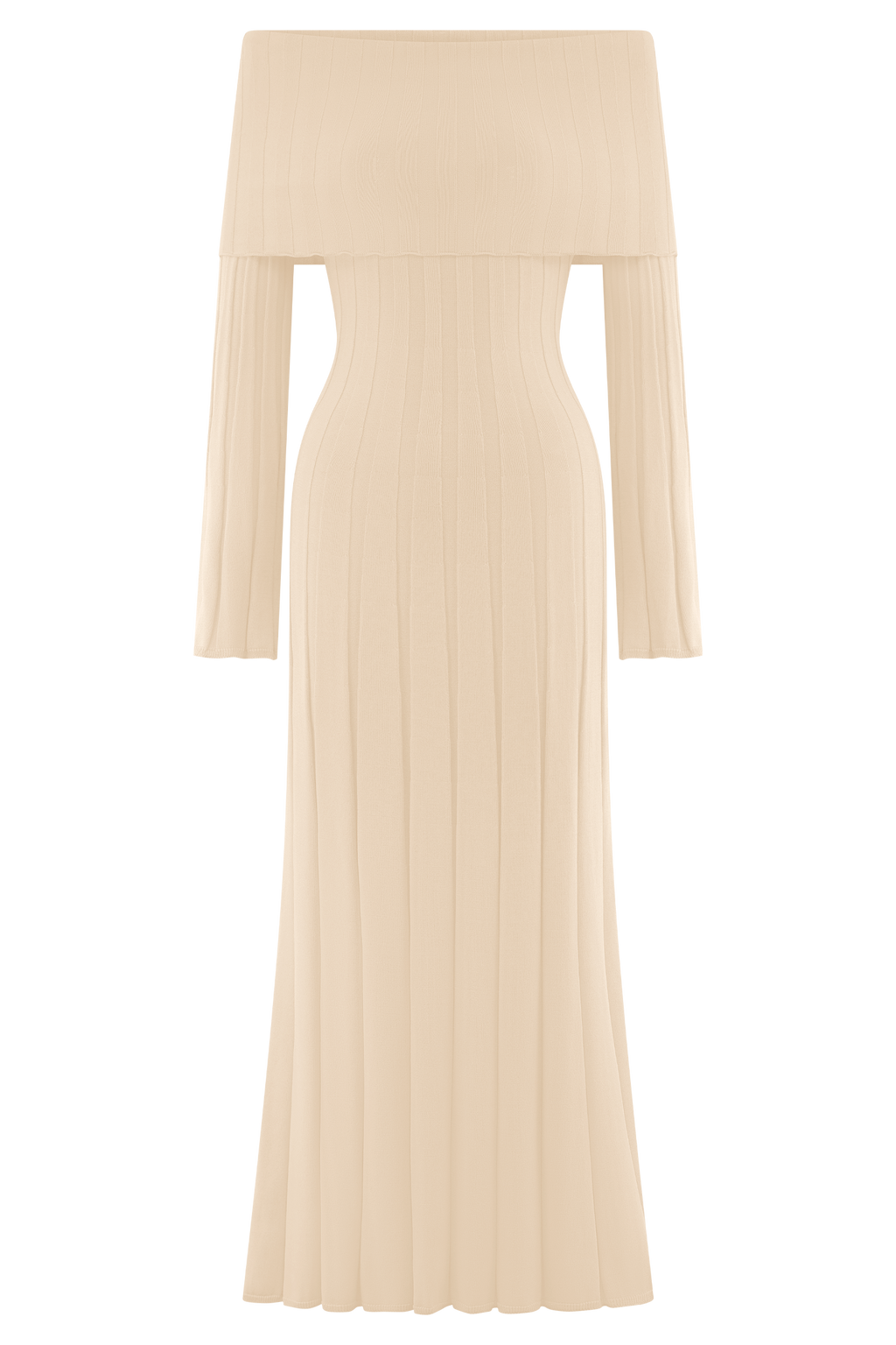Alonza Long Sleeve Knit Midi Dress - Cream
