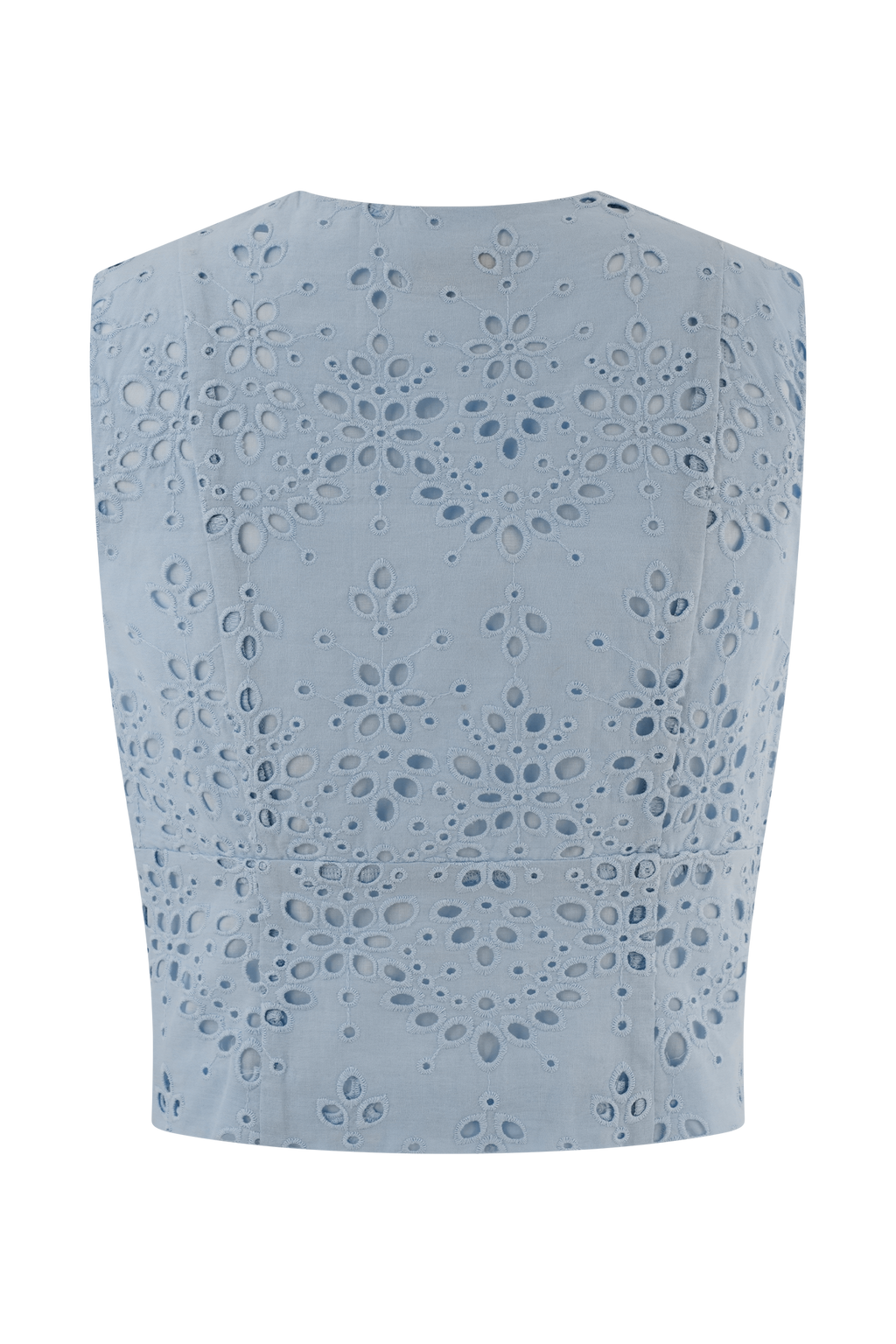 Arla Sleeveless Broderie Top - Pale Cornflower Blue