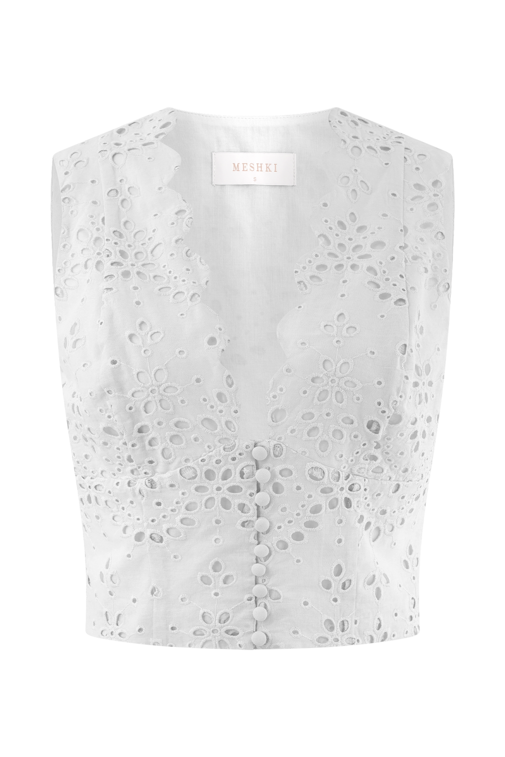 Arla Sleeveless Broderie Top - White