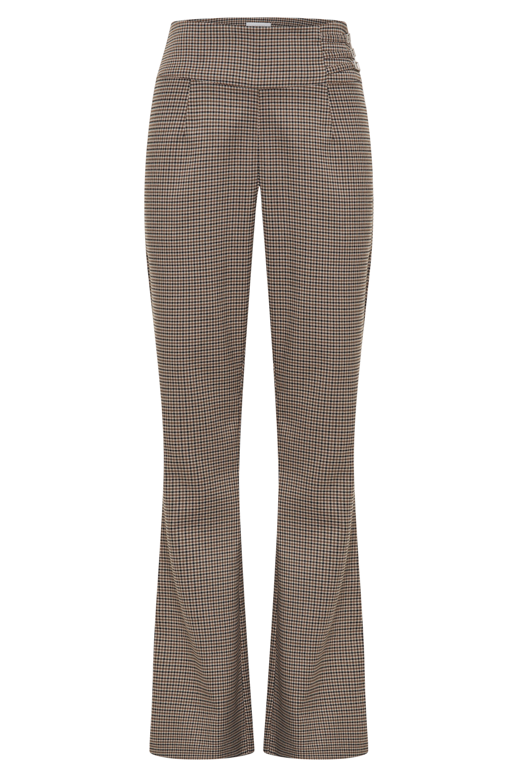 Sweeney Mid Rise Buckle Straight Leg Pant - Tan Check