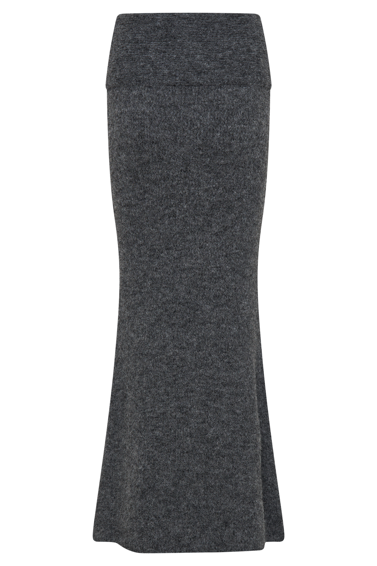 Charlotte Knit Maxi Skirt With Overlay - Charcoal