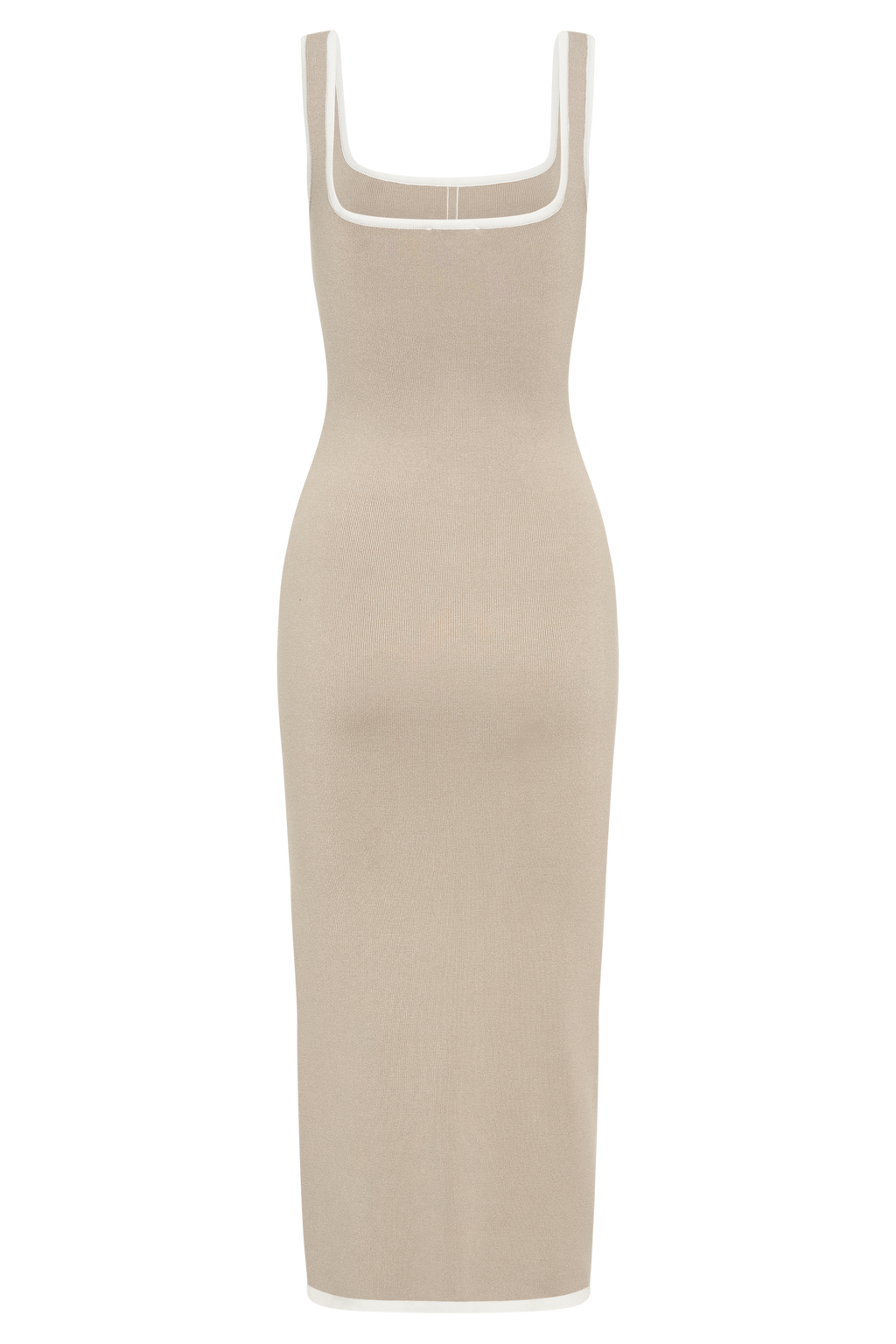 Eimear Contrast Knit Midi Dress - Taupe & Ivory