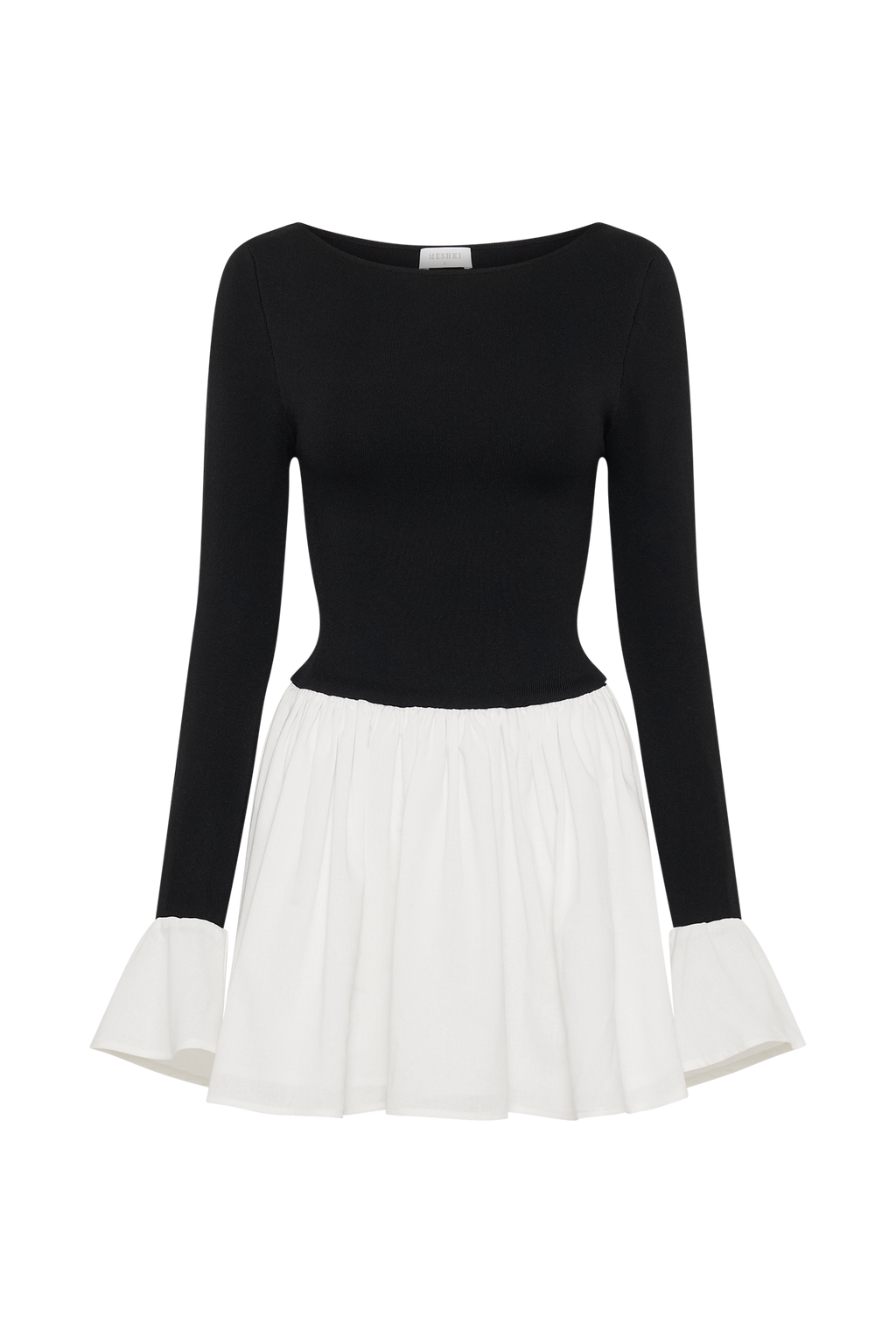 Sansa Knit And Linen Mini Dress - Black & White