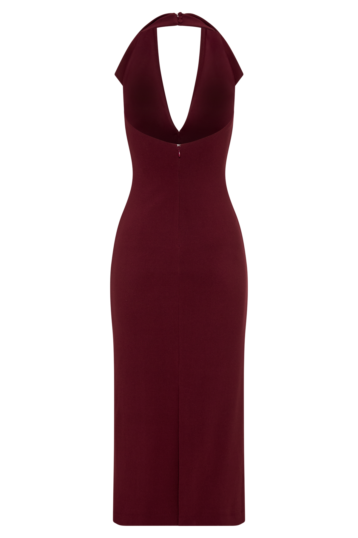 Annita Crepe Halter Midi Dress - Merlot