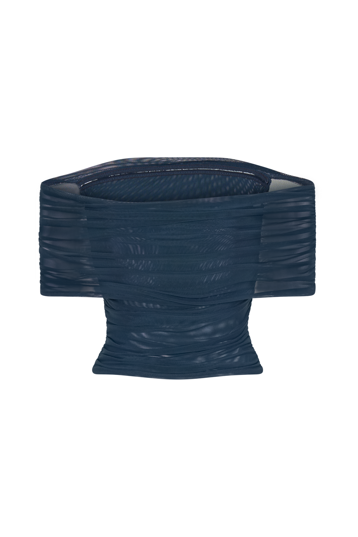 Arna Off Shoulder Mesh Crop Top - Midnight Blue