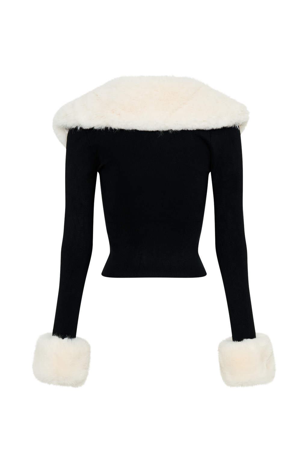 Cressida Faux Fur Knit Long Sleeve Top - Black/White
