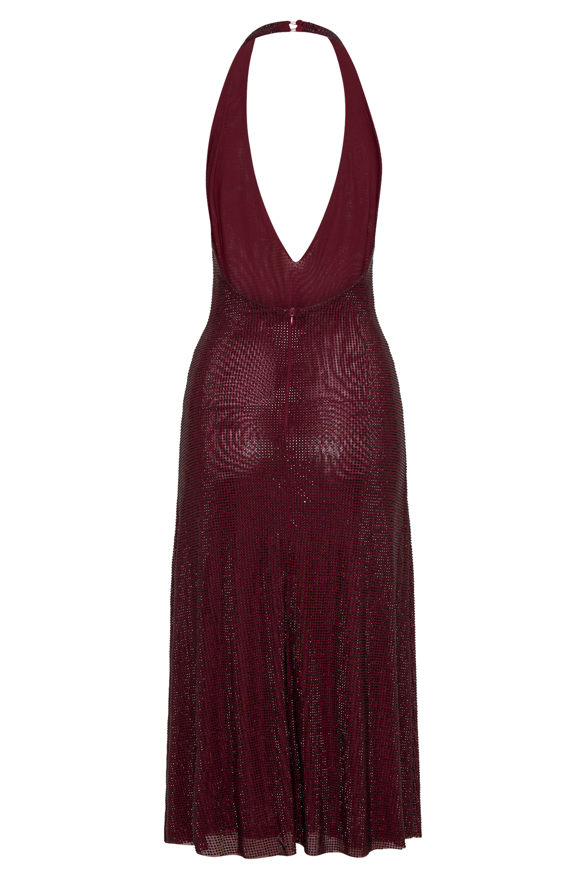 Genie Diamante Halter Midi Dress - Mahogany