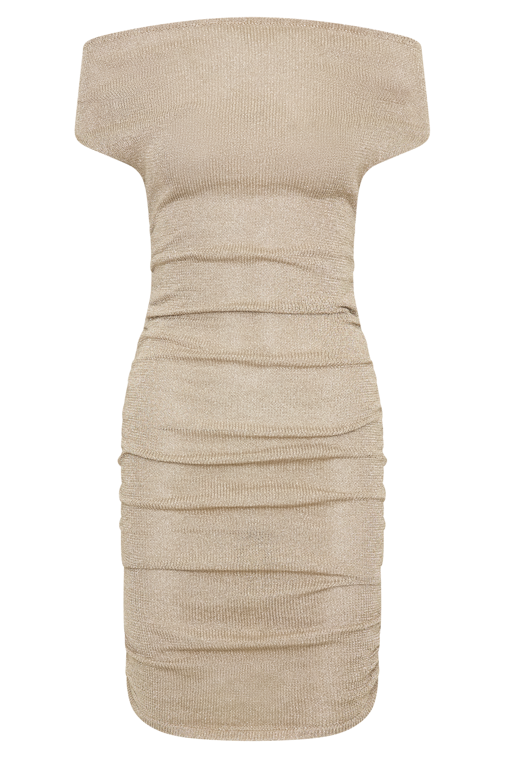 Pasha Off Shoulder Knit Mini Dress - Gold