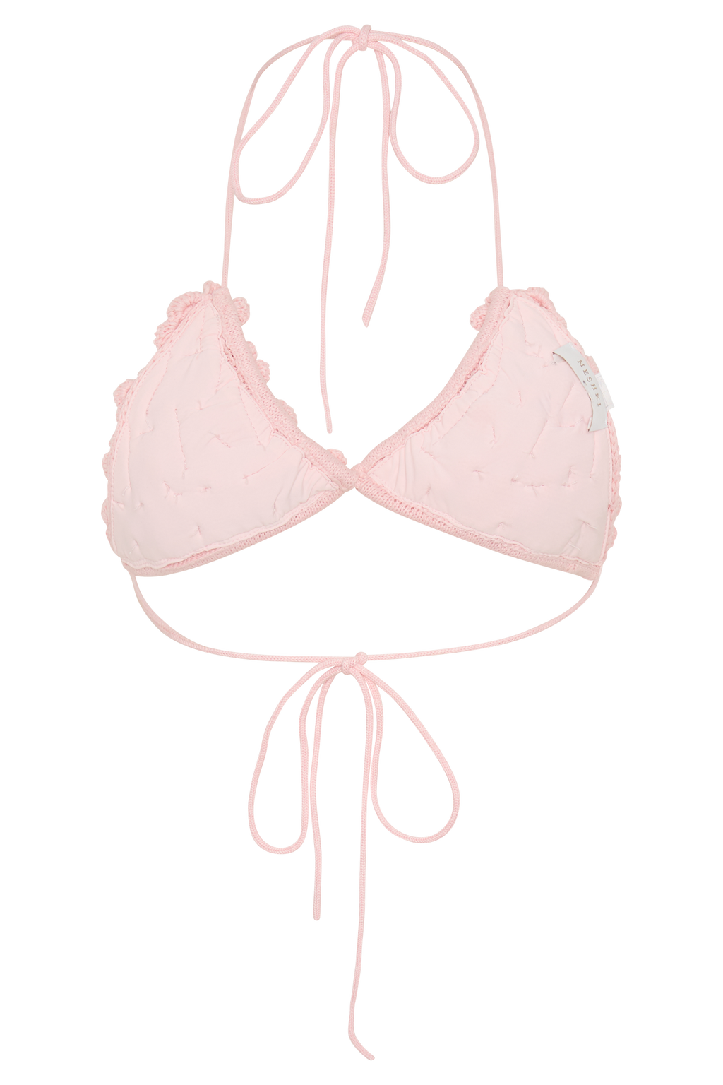 Aesha Floral Crochet Bikini Top - Pale Pink