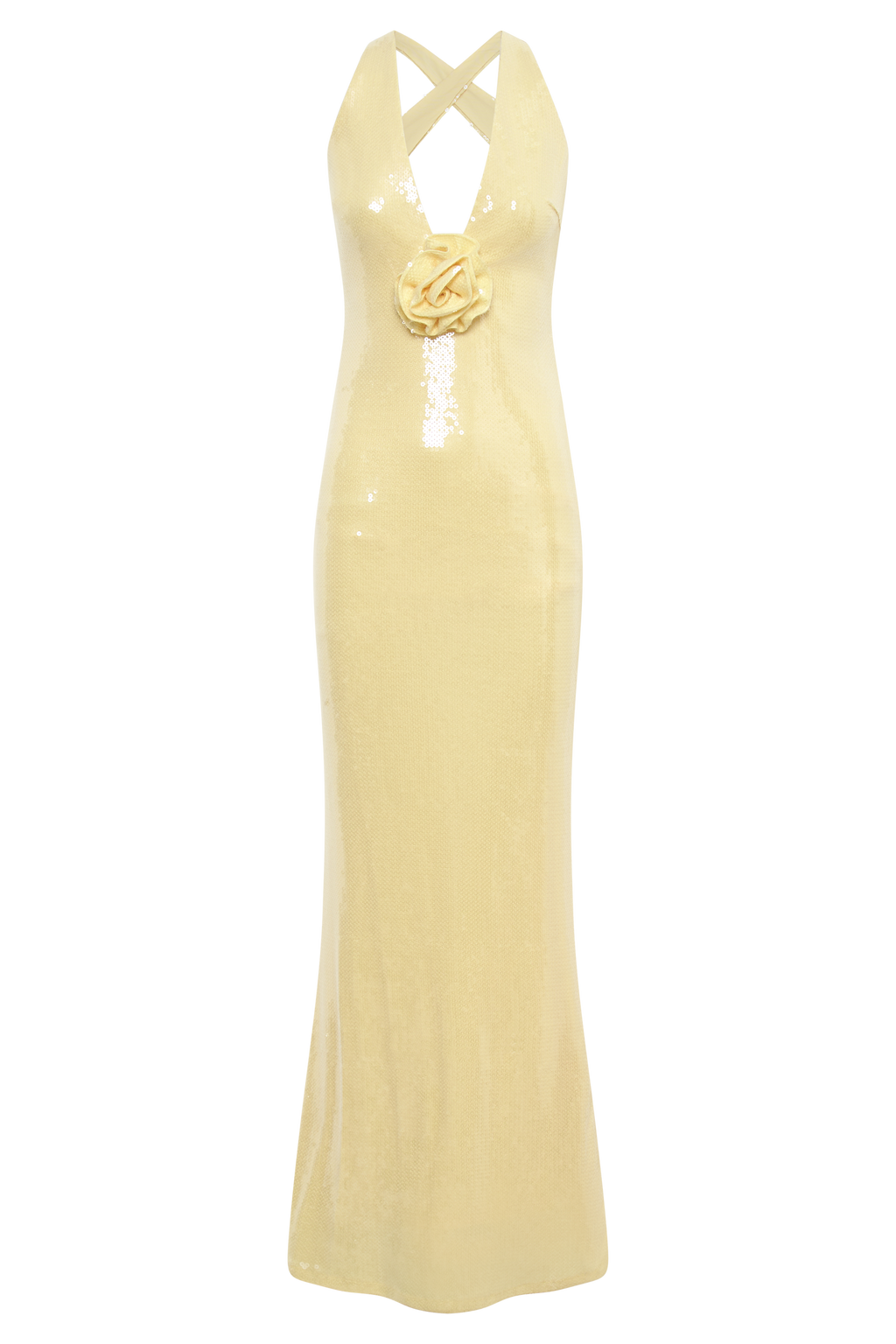 Eliza Rose Sequin Maxi Dress - Lemon