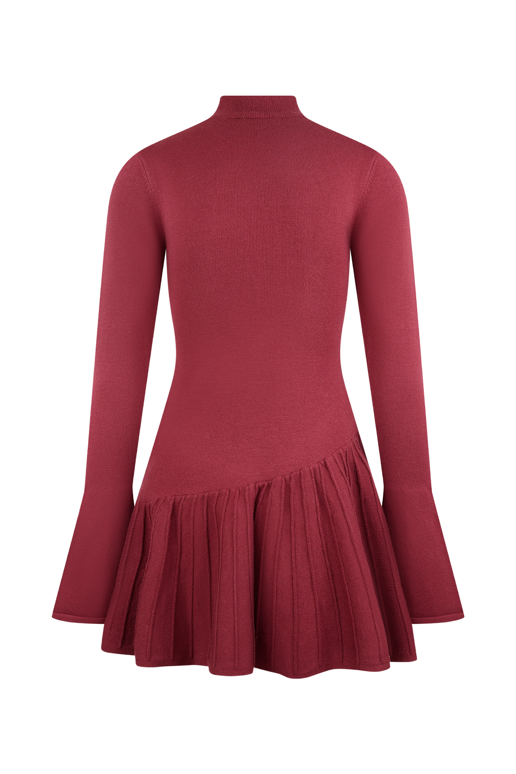 Blair Knit Mini Dress With Pleats - Merlot