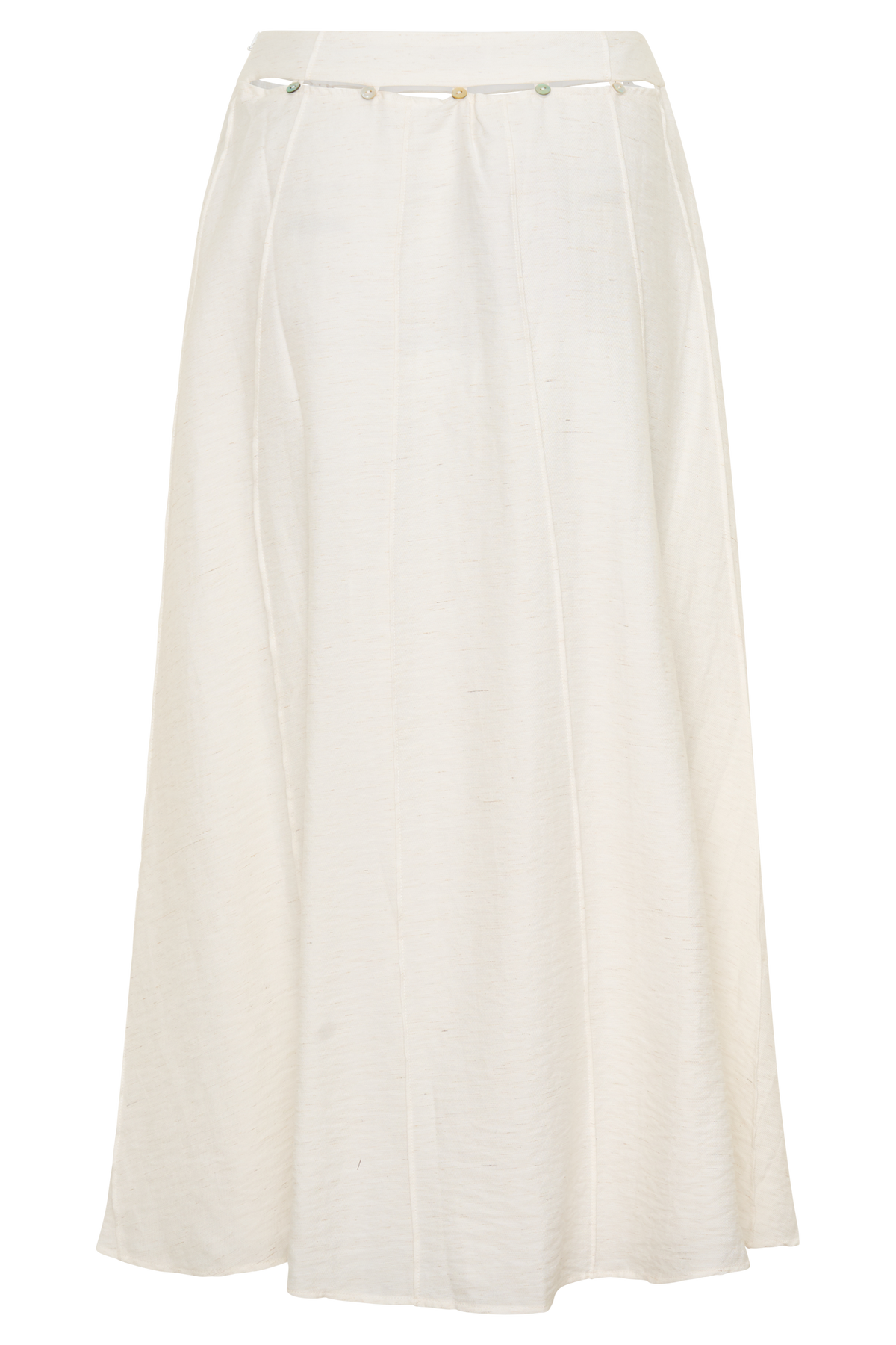 Claire Pearl Button Midi Skirt - White