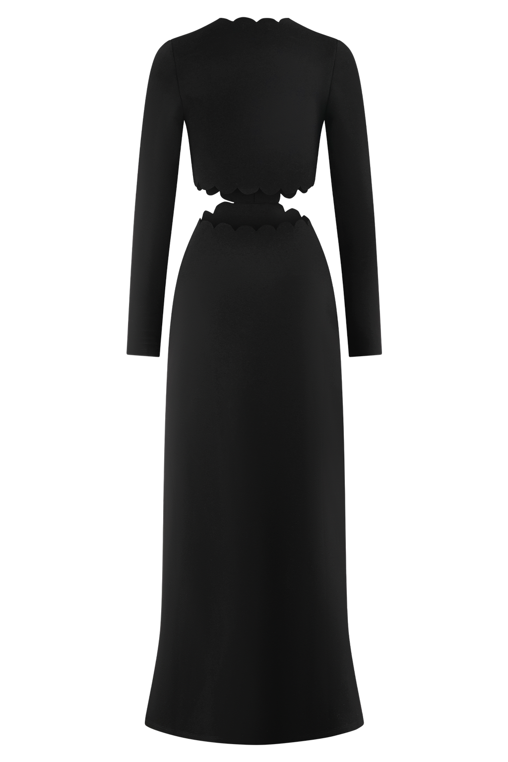 Cynthia Scalloped Halter Maxi Dress - Black