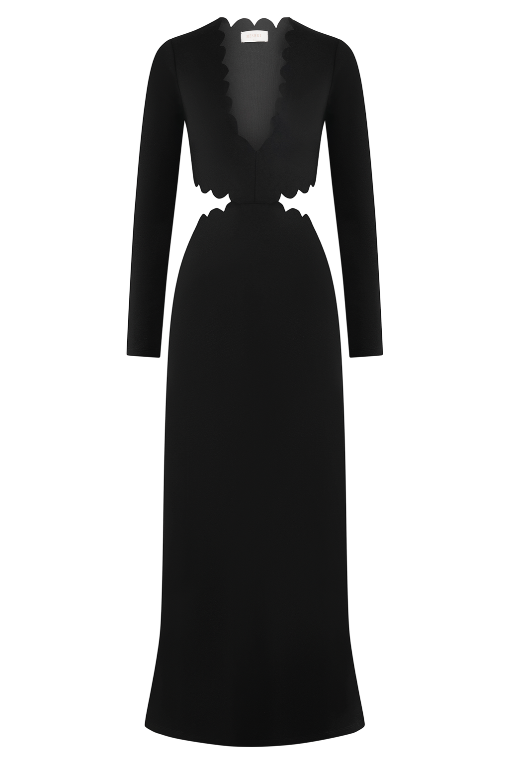 Cynthia Scalloped Halter Maxi Dress - Black