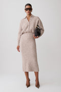 Simoney Long Sleeve Midi Knit Dress - Oat Marle