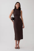 Euphemia Cupro Midi Wrap Dress - Chocolate
