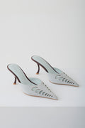 Maddi Pointed Heel - Pale Blue/Burgundy