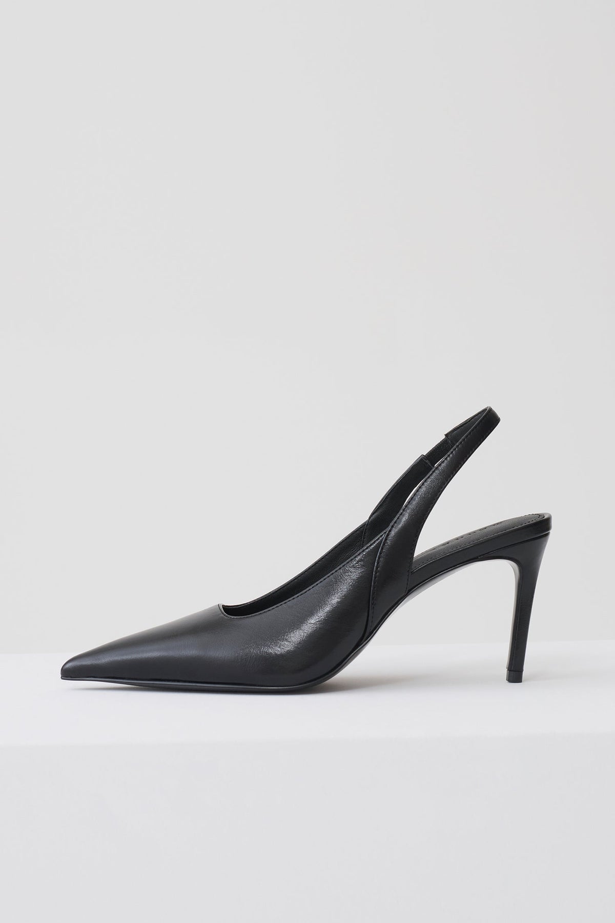Samar Pointed Sling Back Heels - Black