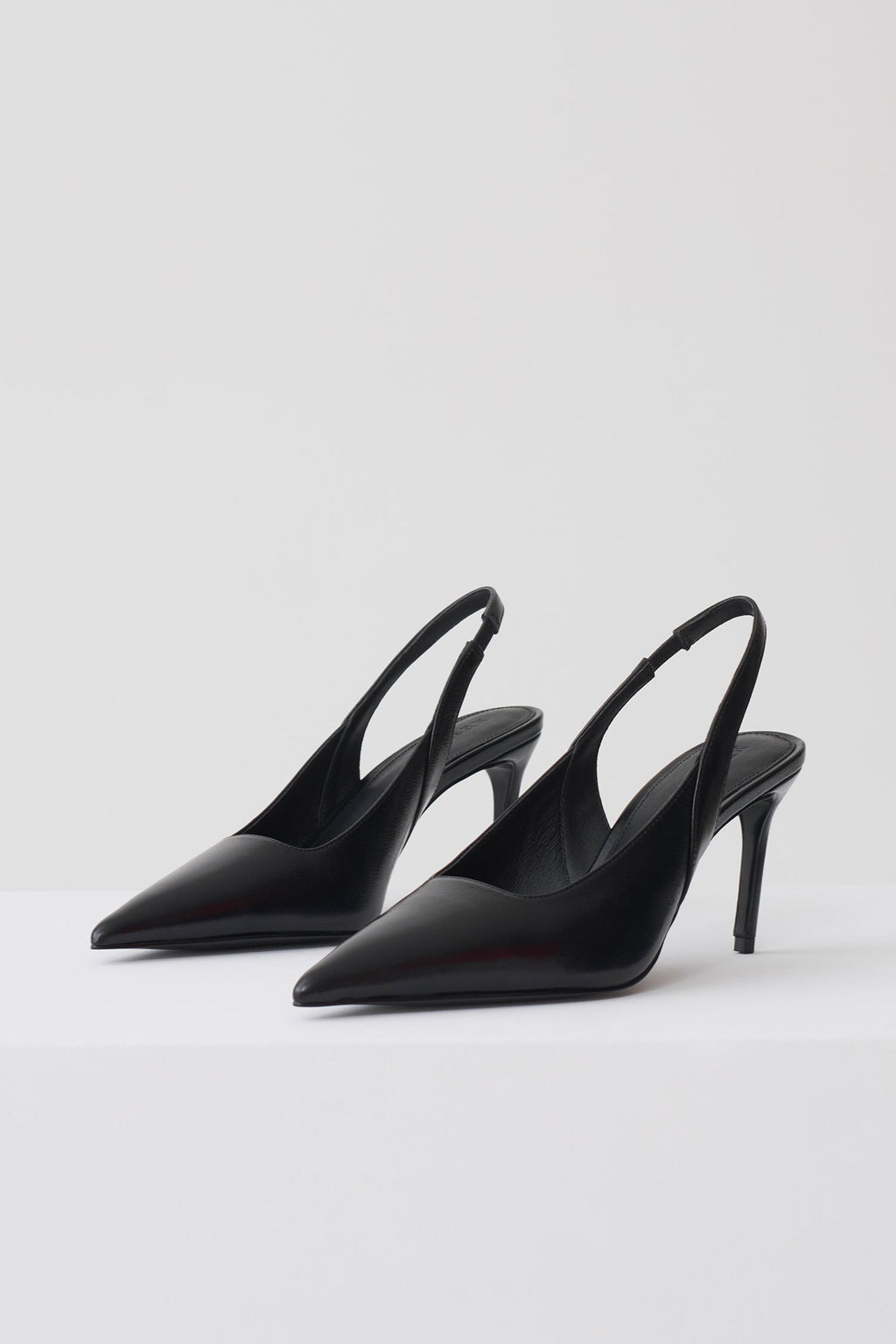 Samar Pointed Sling Back Heels - Black