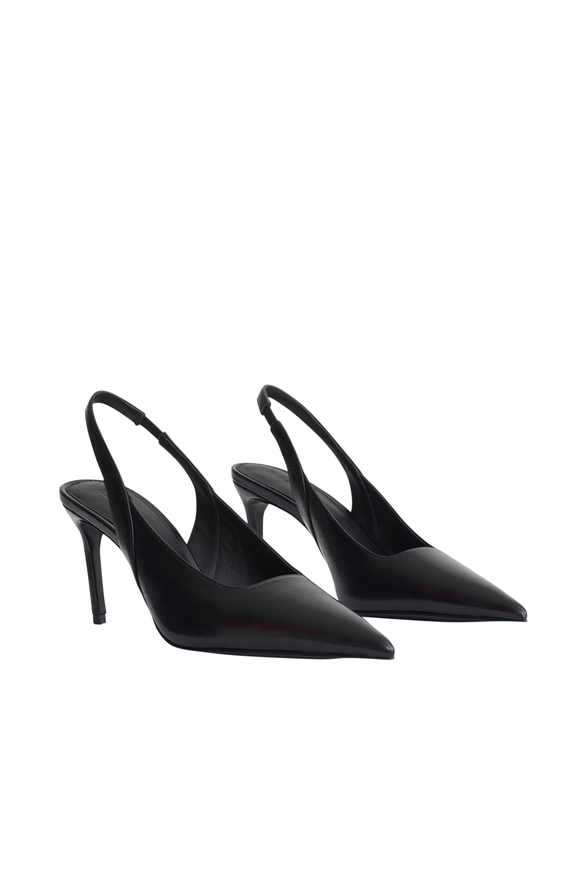Samar Pointed Sling Back Heels - Black