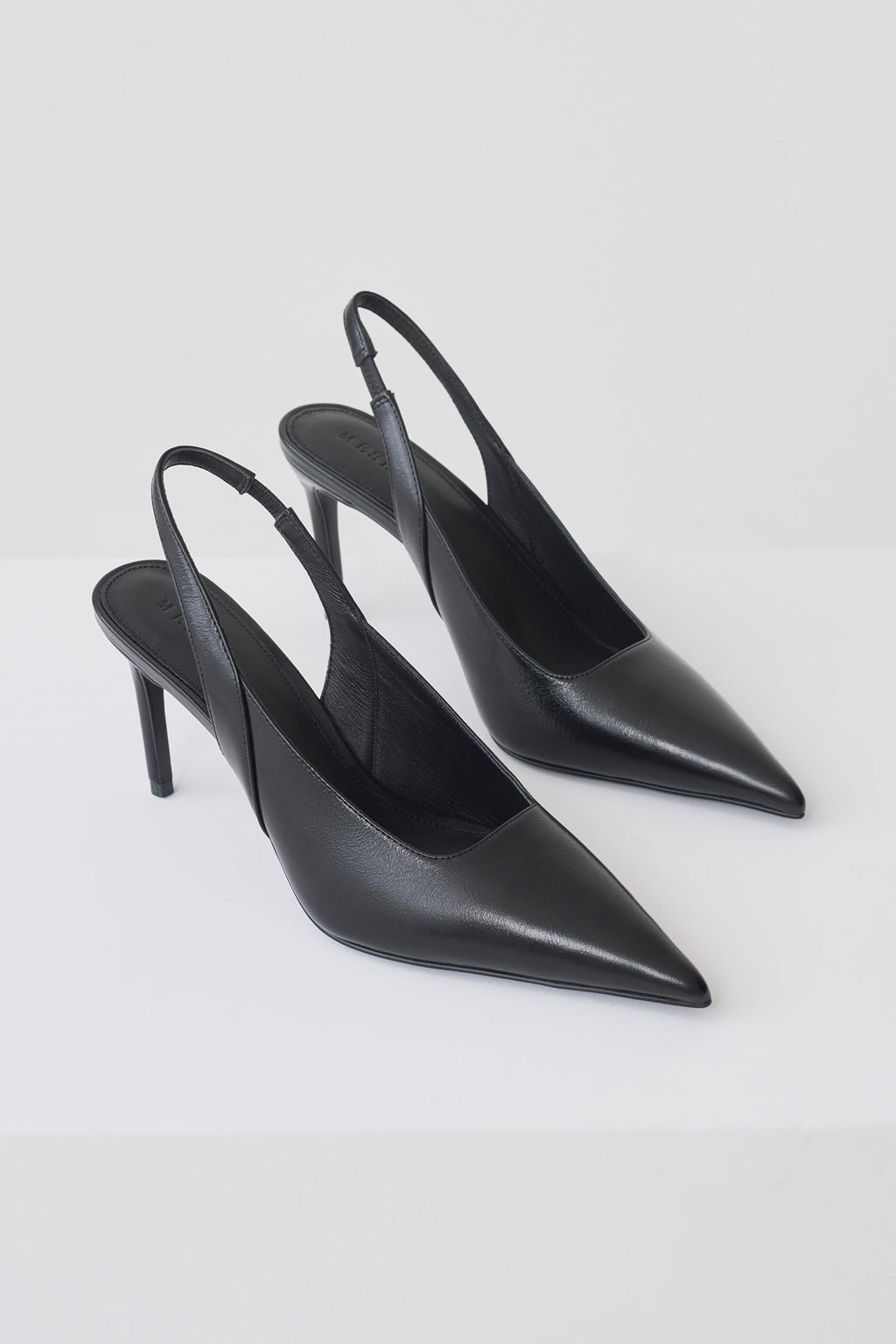 Samar Pointed Sling Back Heels - Black