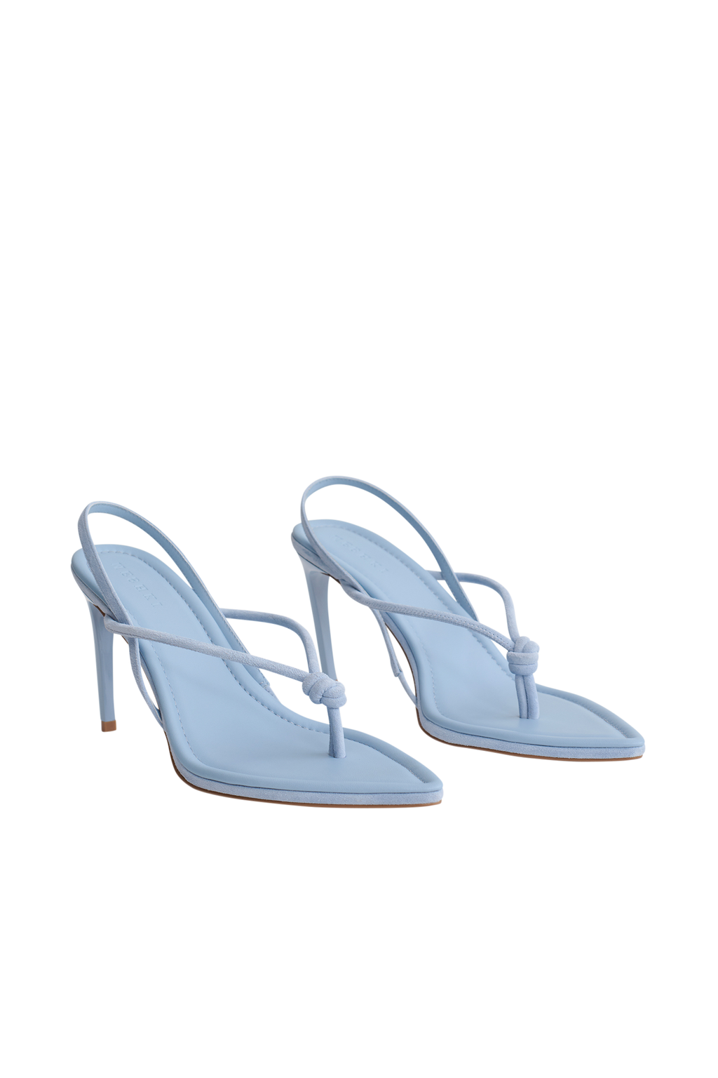 Nikkie Knot Sling Back Heel - Pale Blue Suede