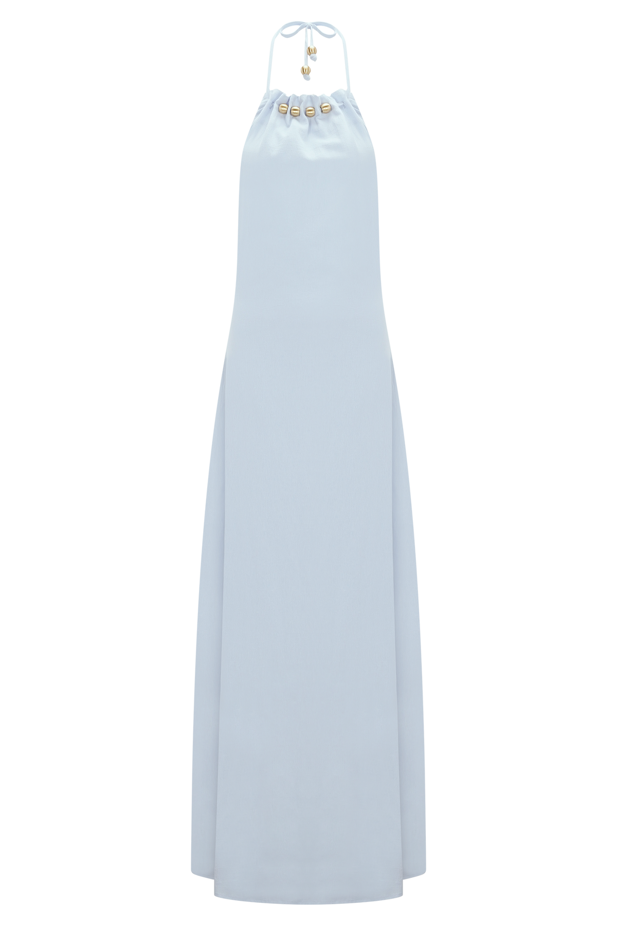 Abeda Cotton Maxi Dress With Hardware - Pale Blue