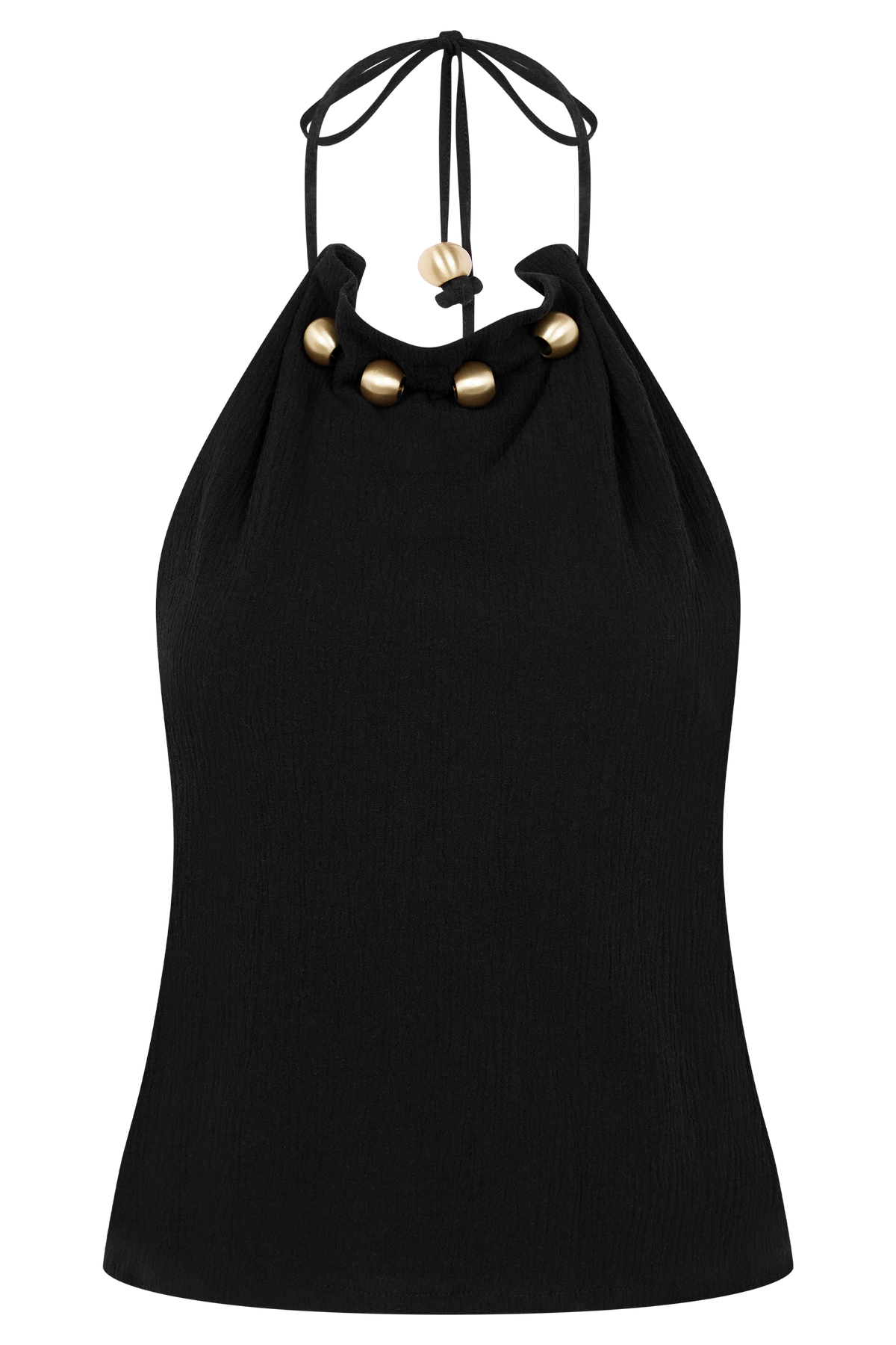 Abeda Cotton Top With Hardware - Black
