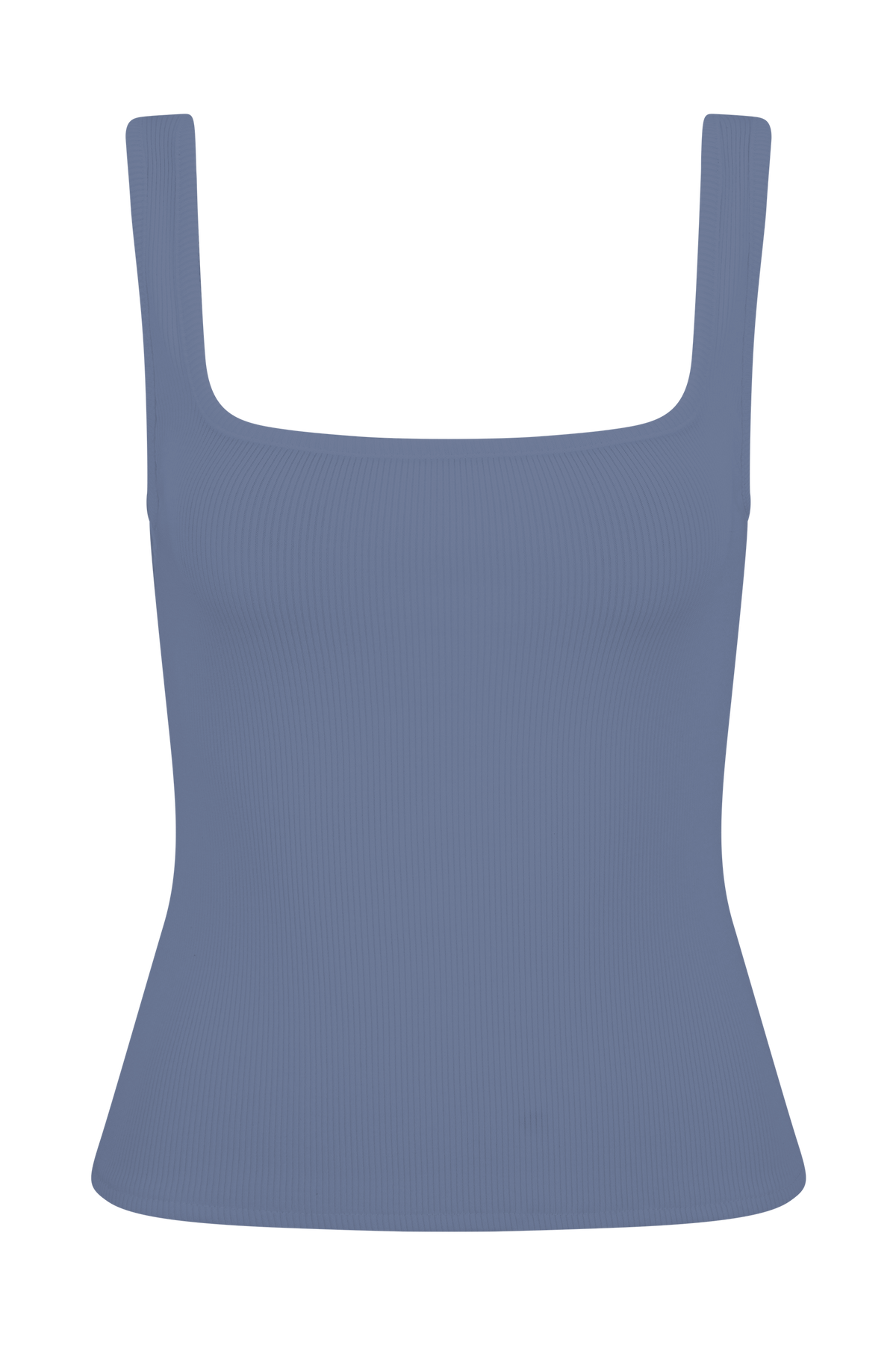Aisling Ribbed Square Neck Sleeveless Top - Cornflower Blue