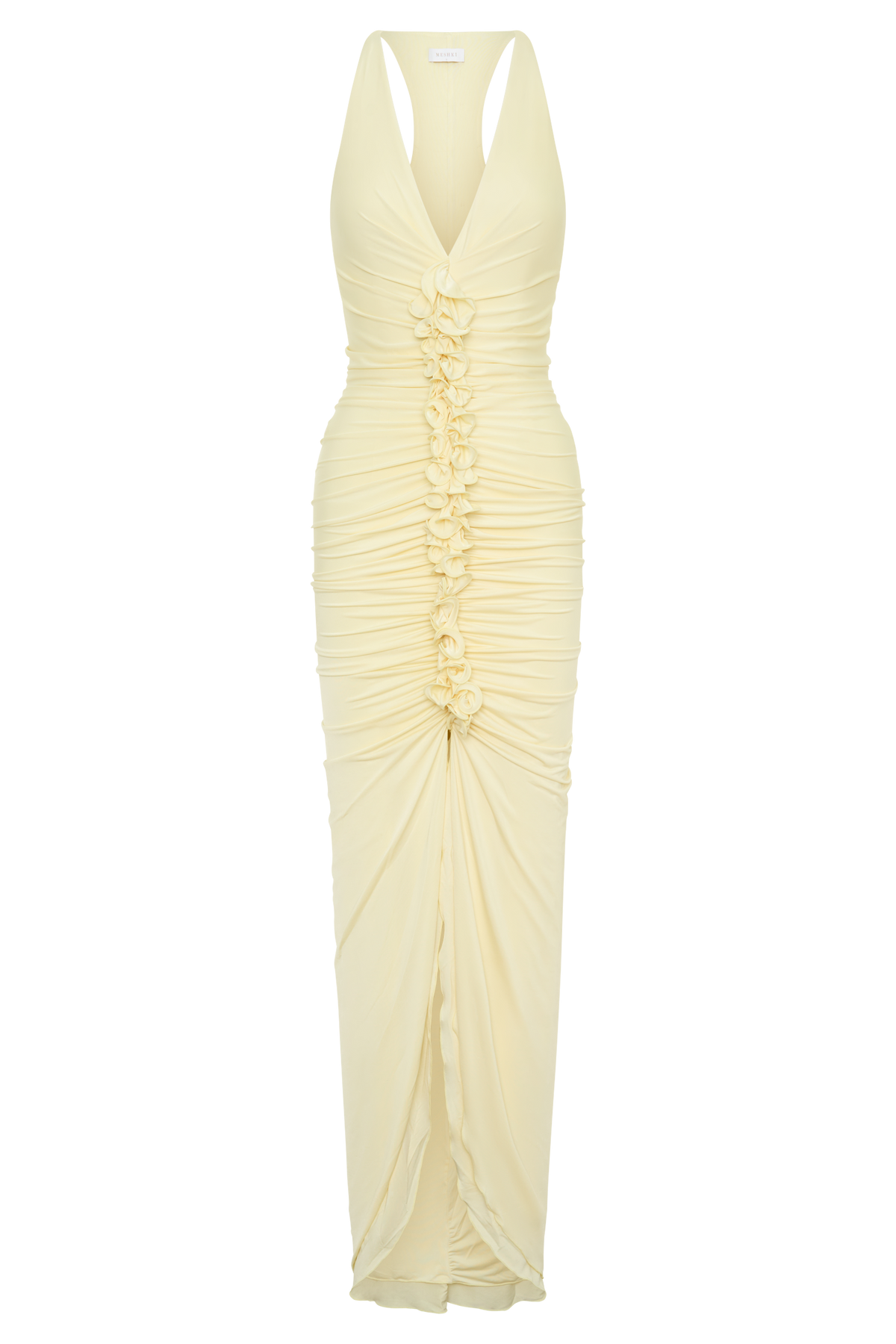 Alessandra Slinky Ruffle Maxi Dress - Lemon