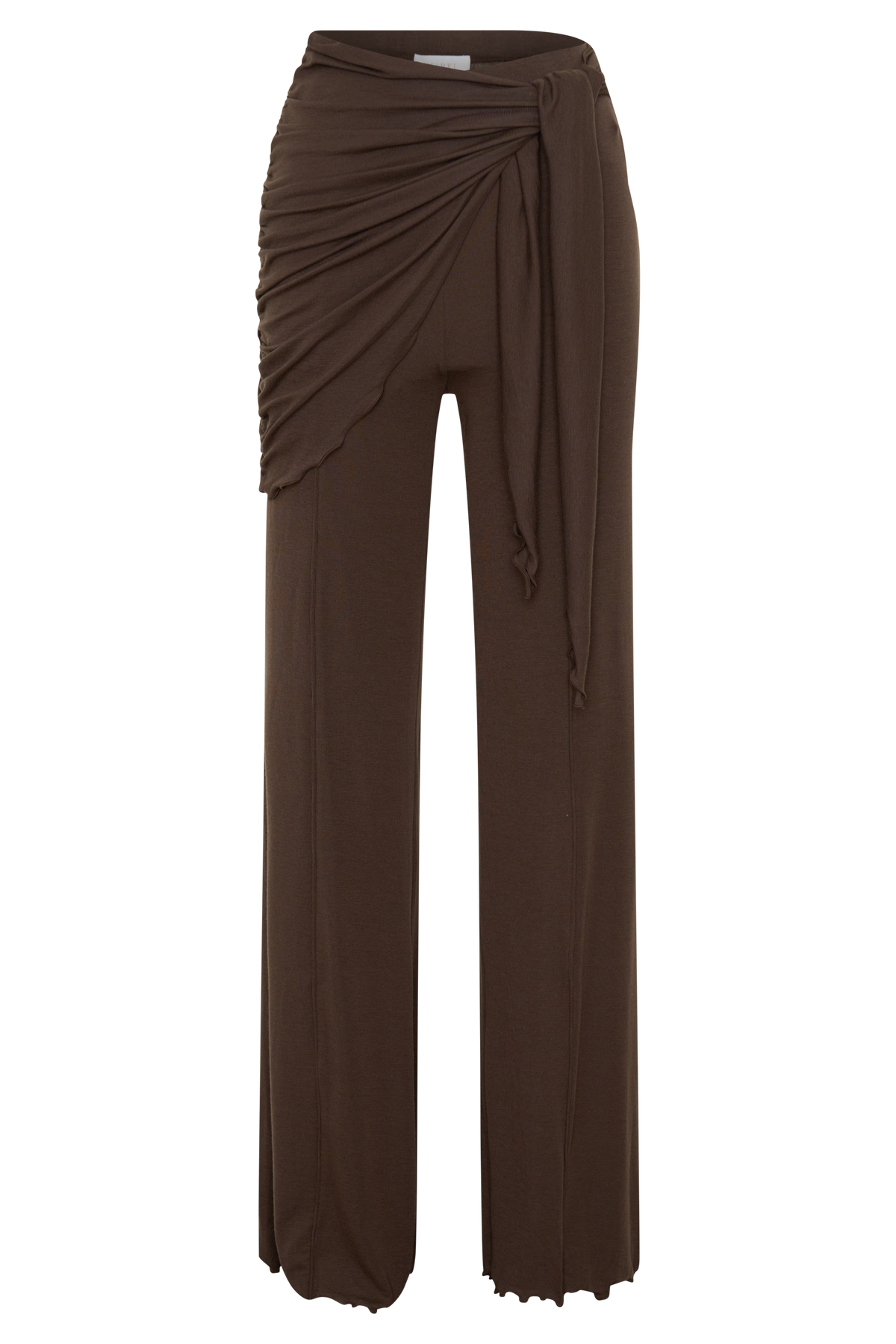 Anfie Straight Leg Pants With Waist Wrap - Dark Chocolate