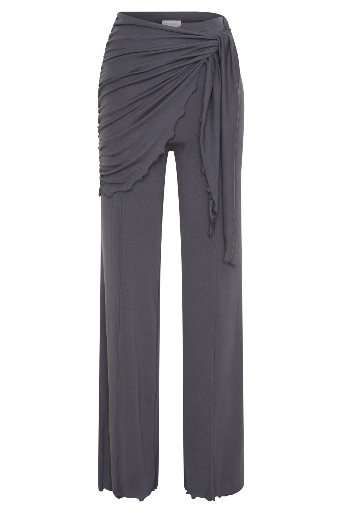 Anfie Straight Leg Pants With Waist Wrap - Grey