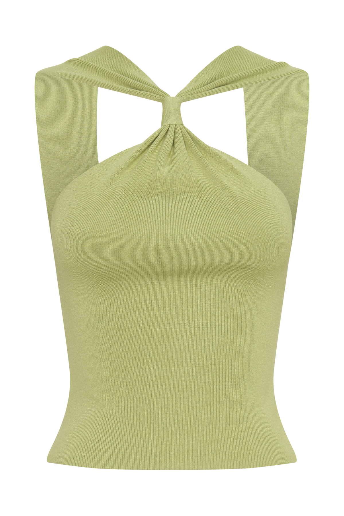 Angelika Twist Front Knit Top - Light Olive
