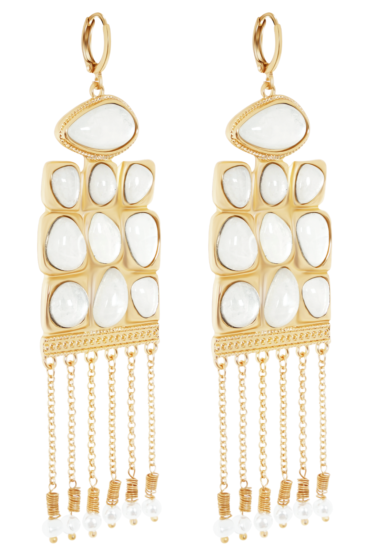 Annika Horizontal Resin Drop Earrings - Gold