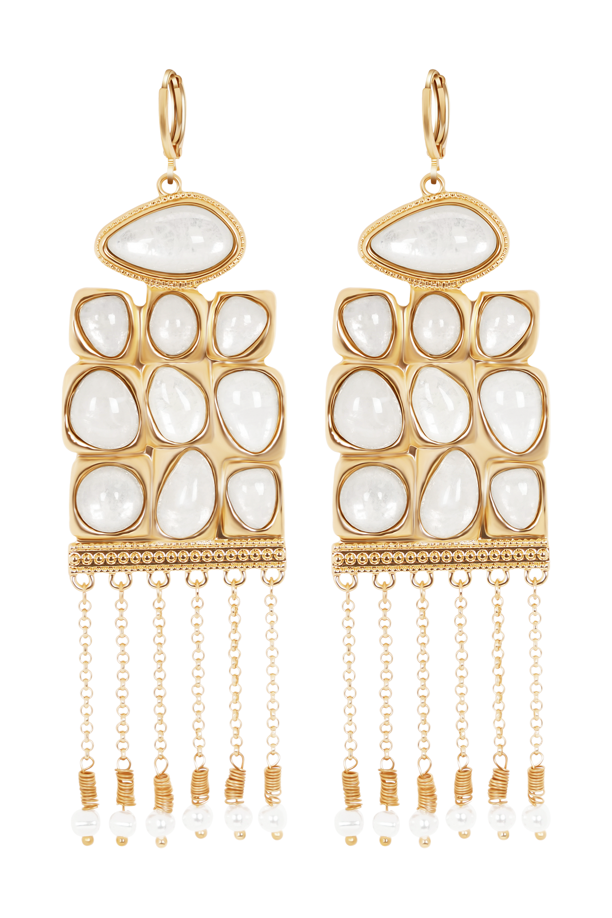 Annika Horizontal Resin Drop Earrings - Gold