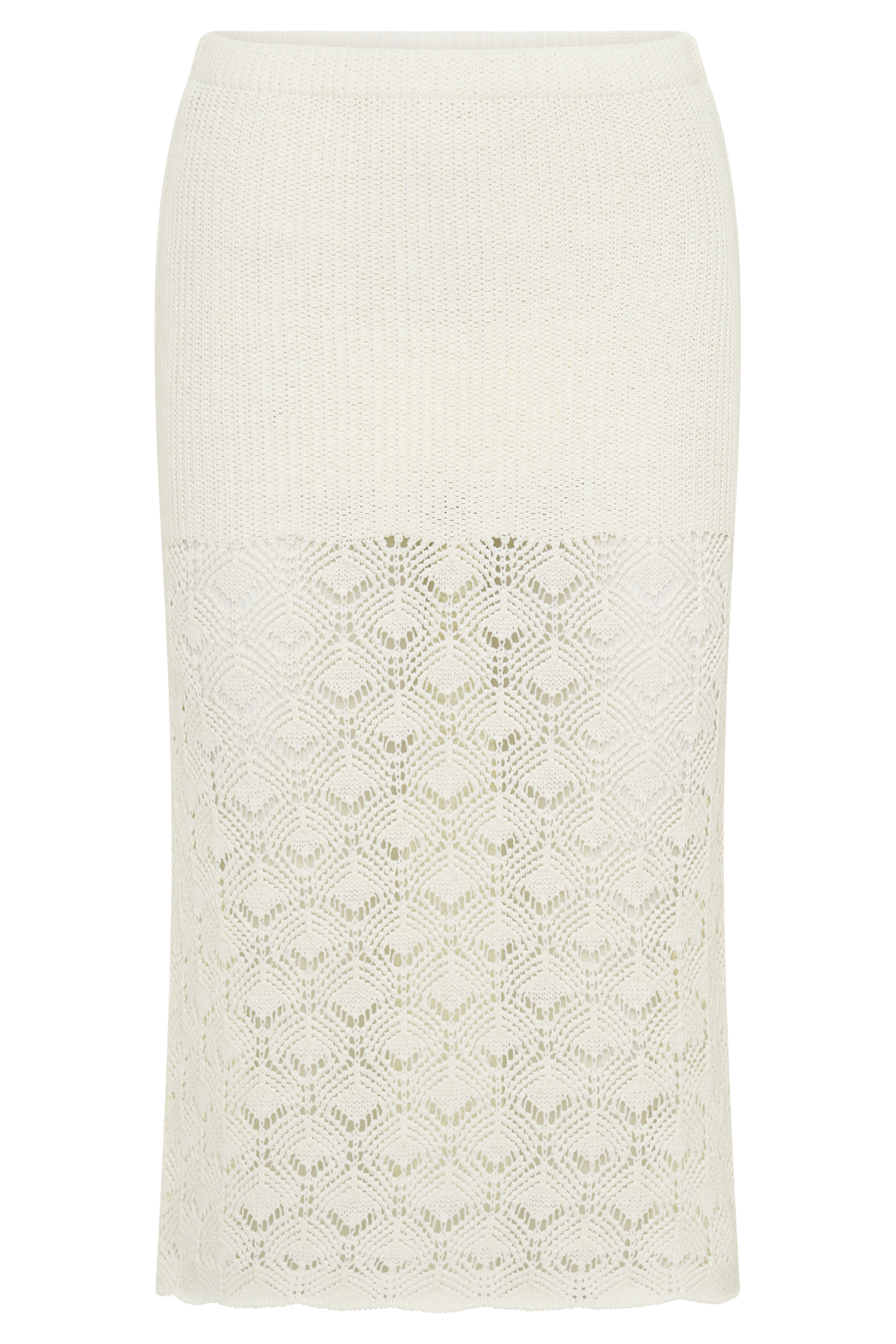 Atlantis Crochet Knit Midi Skirt - White