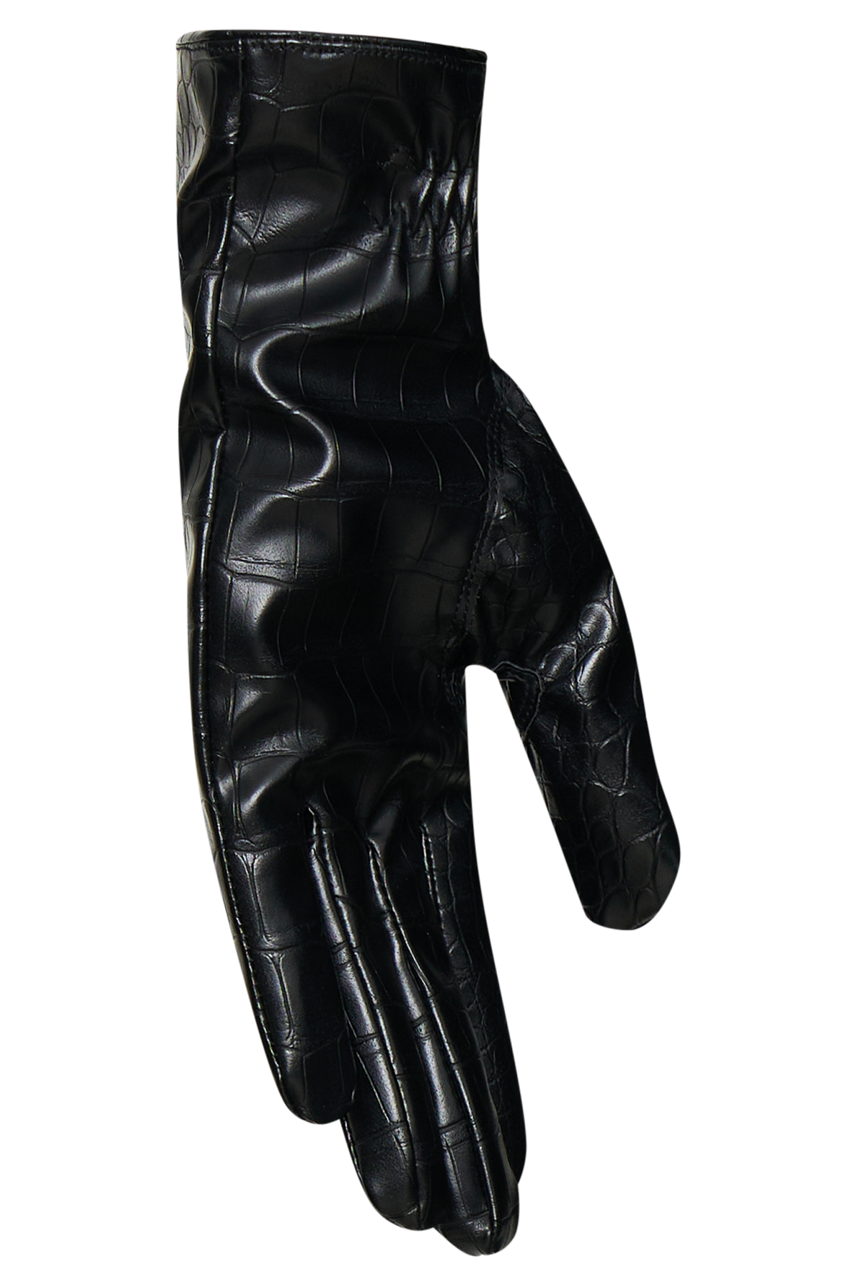 Atlas Faux Leather Crocodile Gloves - Black