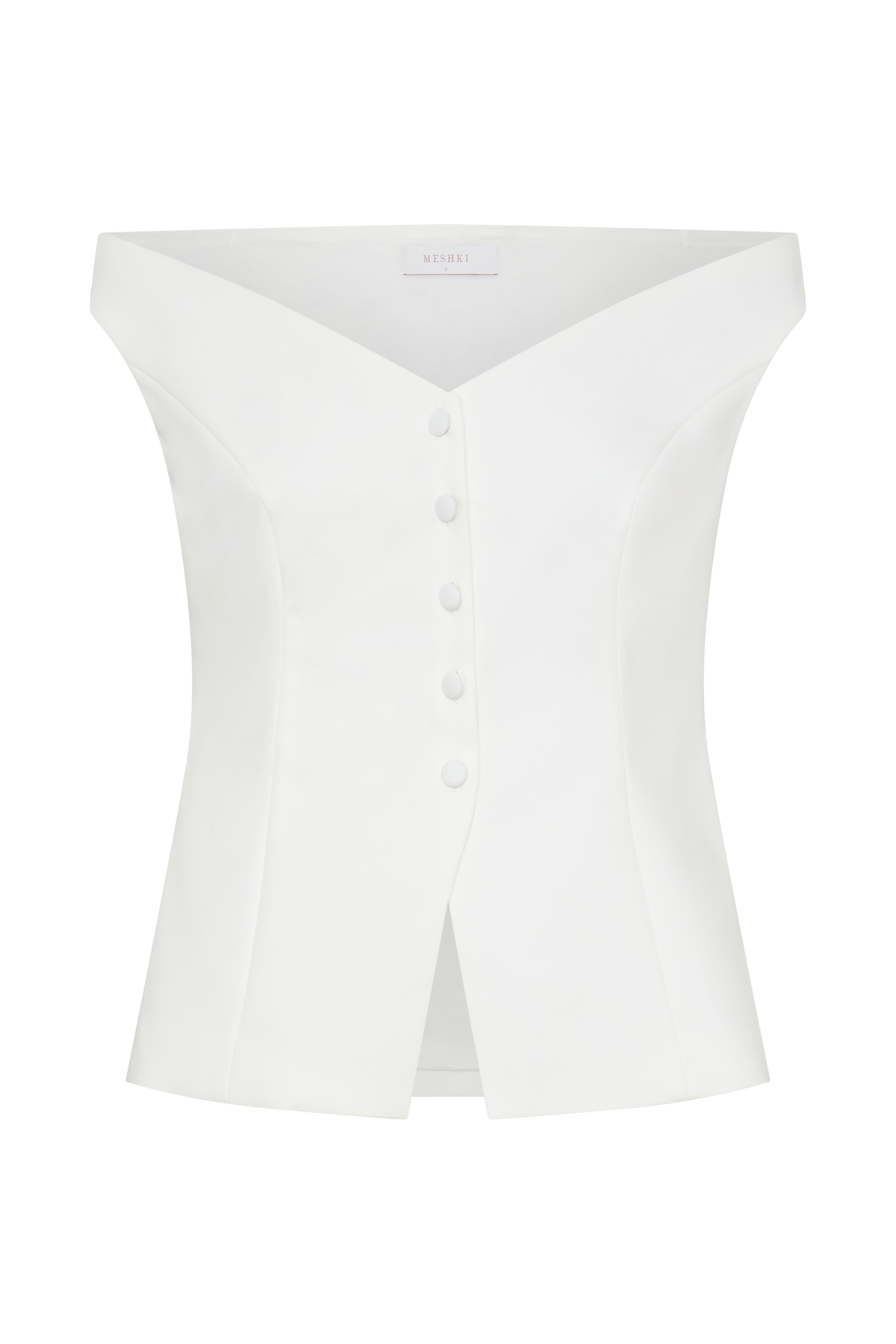 Billie Off Shoulder Sleeveless Button Top - White