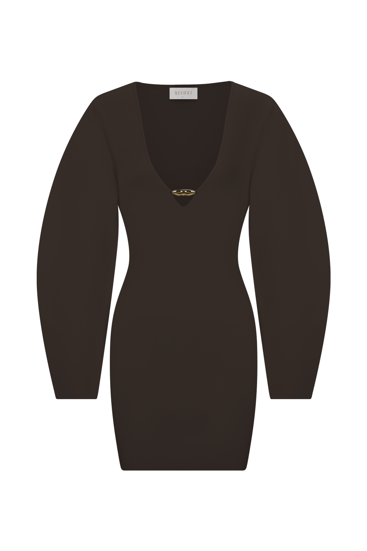Billy Balloon Sleeve Knit Mini Dress - Dark Chocolate