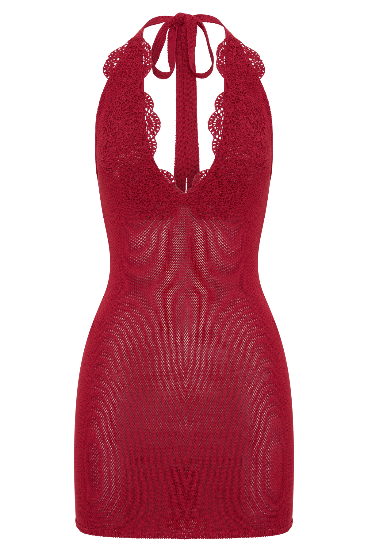 Bohdie Crochet Halter Mini Dress - Pomegranate
