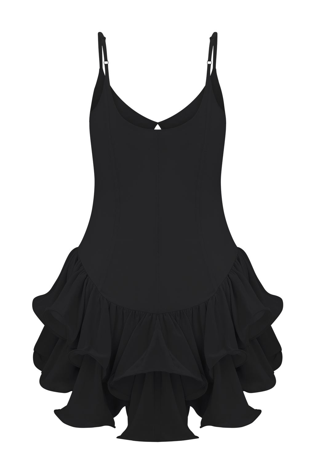 Calantha Ruffle Mesh Mini Dress - Black