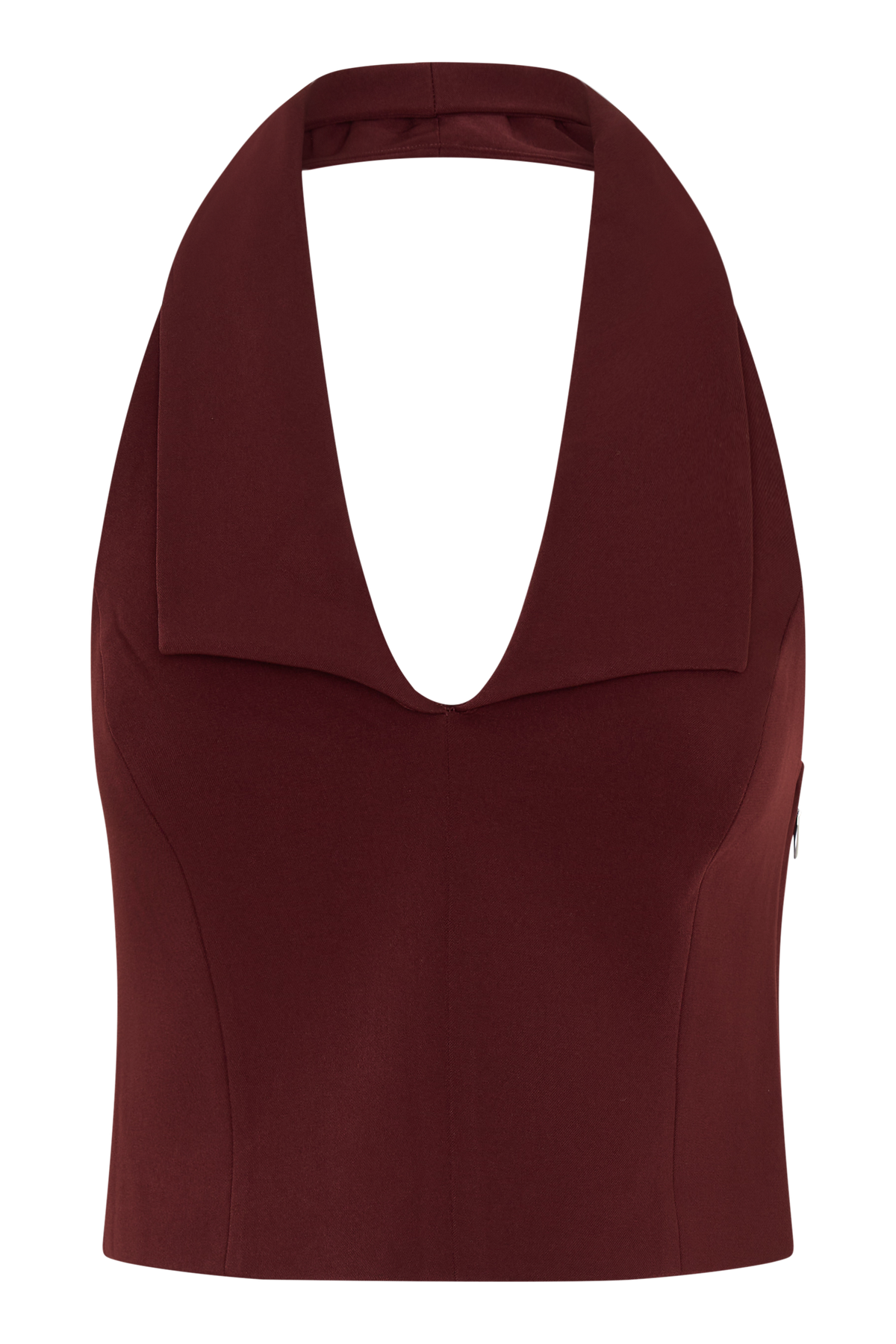 Calla Collared Sleeveless Halter Top - Merlot