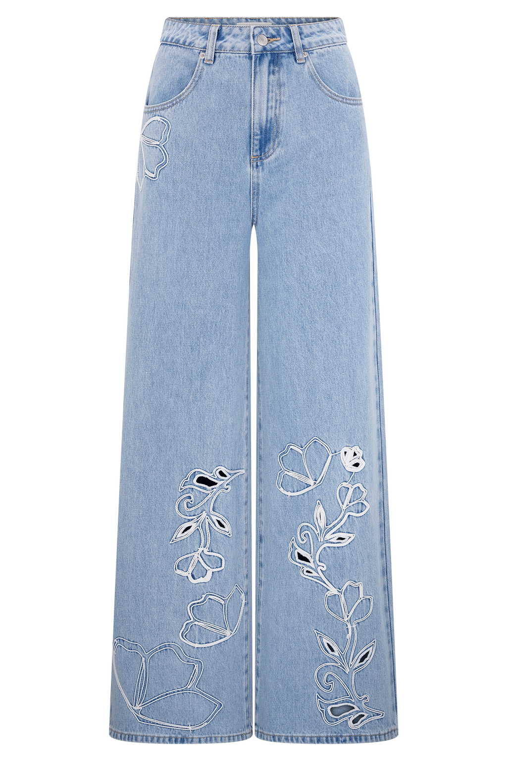 Carmella Embroided Jeans - Mid Blue