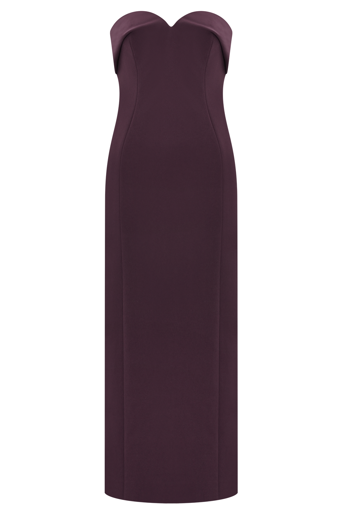 Cary Folded Strapless Crepe Midi Dress - Wine