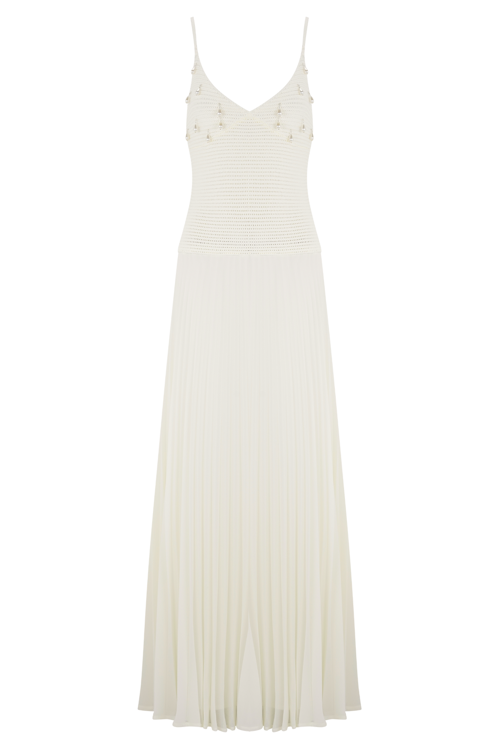 Catherine Crochet Pearl Maxi Dress - White