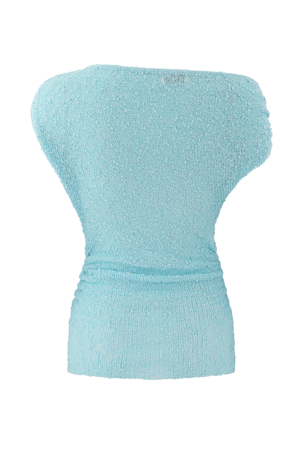 Chloe Off Shoulder Boucle Knit Top - Light Blue