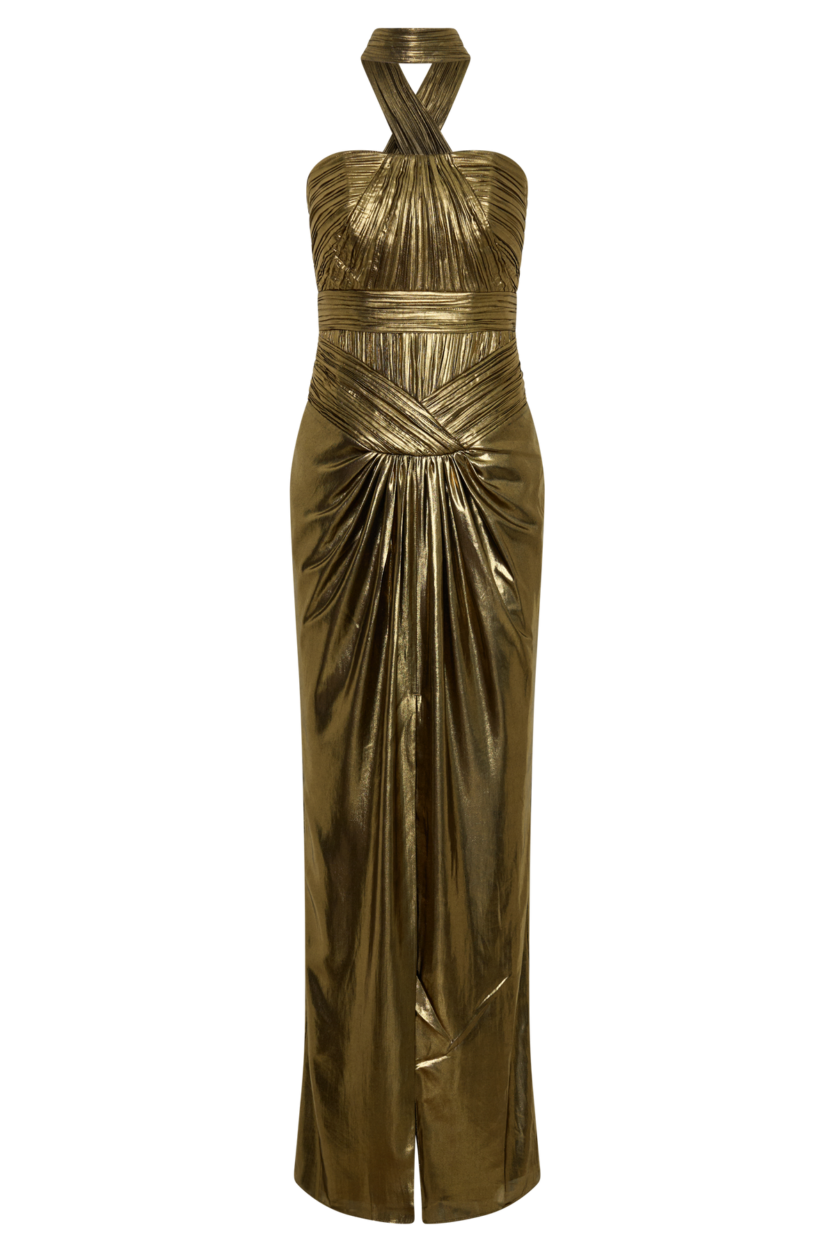 Clemence Plisse Maxi Dress - Gold