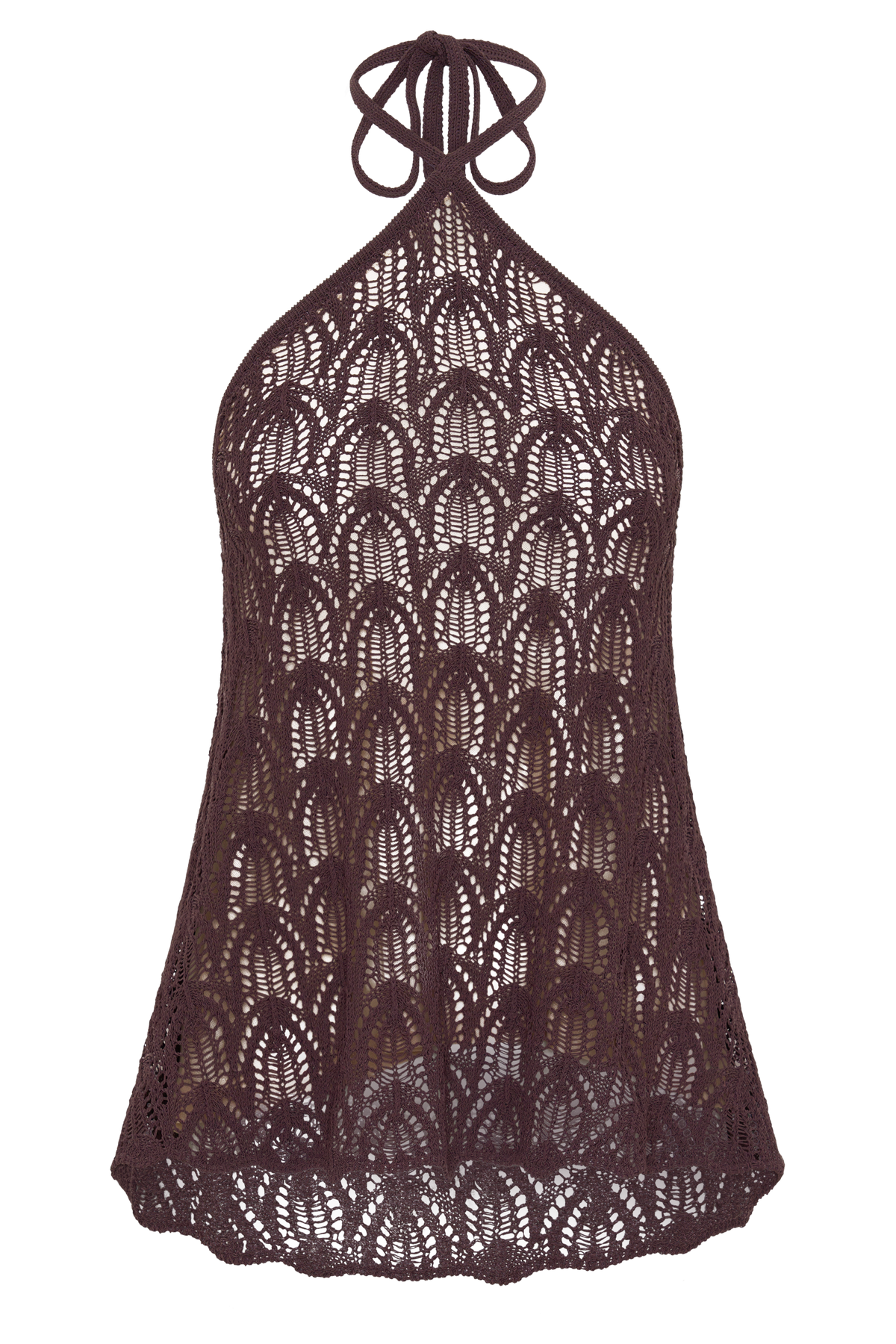 Corey Crochet Halter Neck Top - Chocolate