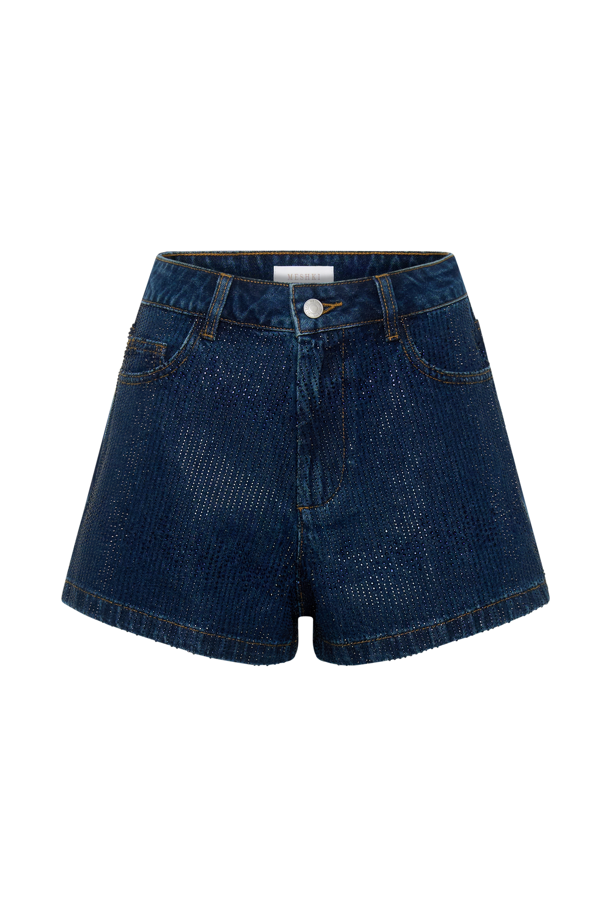 Dan Diamante Denim Shorts - Midnight Blue