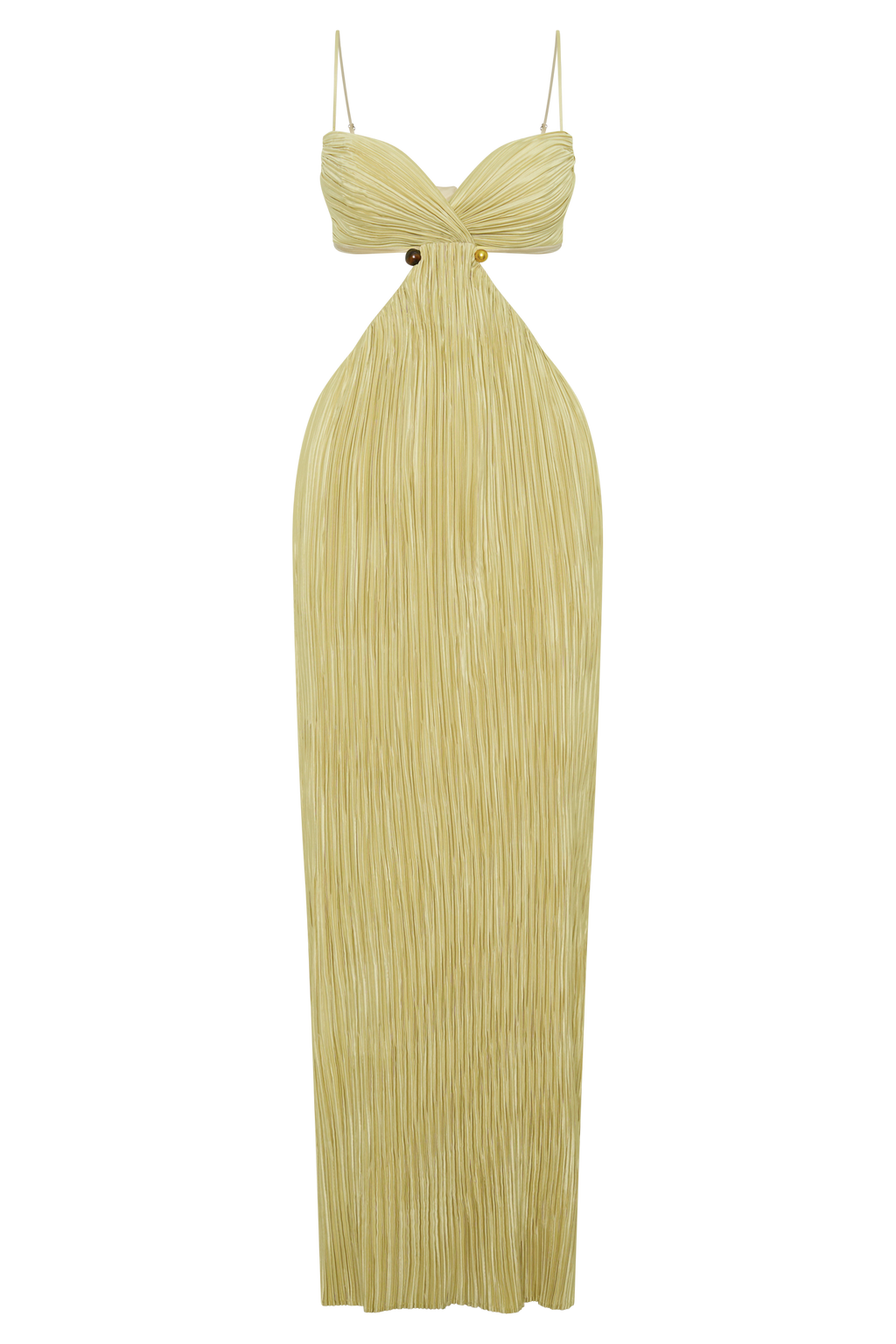 Dana Cut Out Hardware Maxi Dress - Lime Gold